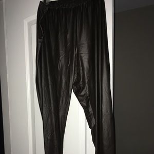 Faux leather plus size chocolate leggings